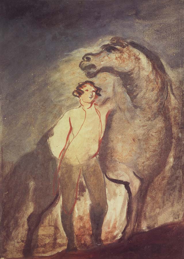 Sir David Wilkie Tempera undated one Standing by a Horse